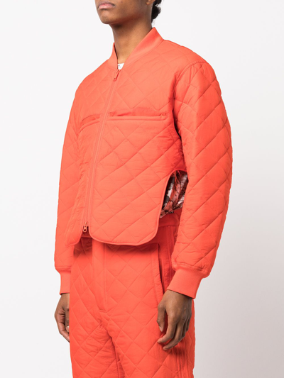 Shop Eckhaus Latta Sleeping Quilted Bomber Jacket In Orange