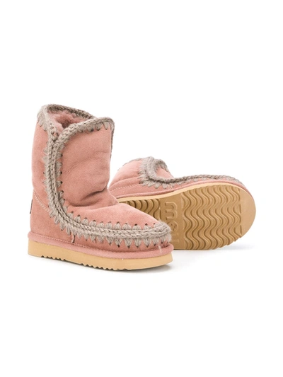 Shop Mou Shearling Snow Boots In Pink