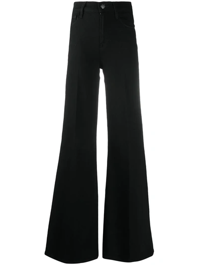 Frame Womens Noir Le Palazzo Wide-leg Stretch-denim Jeans In Black