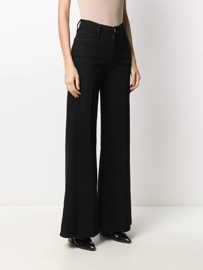 Frame Womens Noir Le Palazzo Wide-leg Stretch-denim Jeans In Black