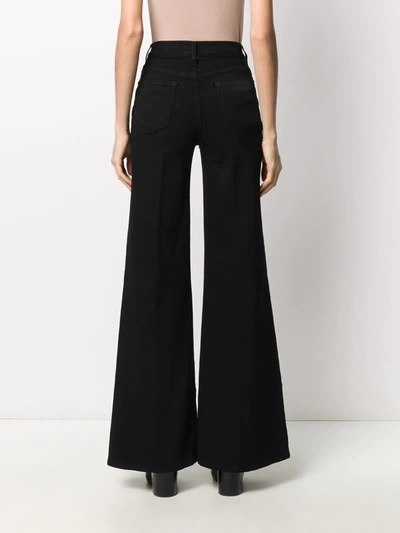 Frame Womens Noir Le Palazzo Wide-leg Stretch-denim Jeans In Black