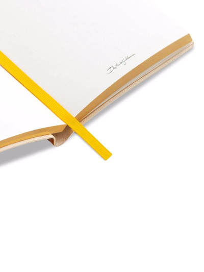 Dolce & Gabbana Small Carretto-print Ruled Notebook In Orange