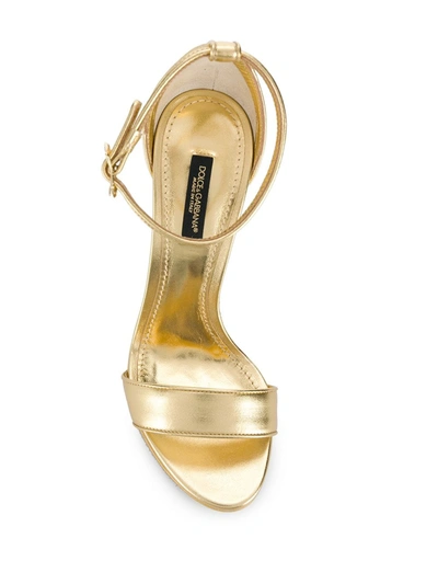 Dolce & Gabbana Keira 105 Dg Baroque Heel Sandals In Metallic Leather In Gold