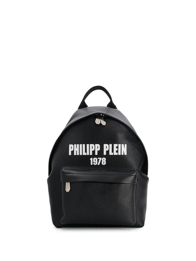 Shop Philipp Plein Logo Print Backpack In Black