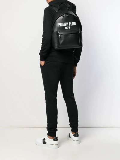 Shop Philipp Plein Logo Print Backpack In Black