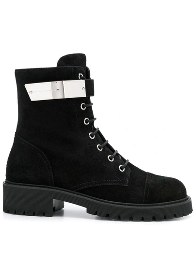 Shop Giuseppe Zanotti Suede Lace-up Boots In Black