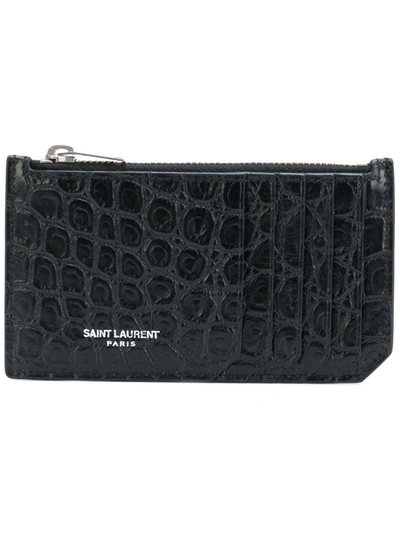 Shop Saint Laurent Fragment Zipped Cardholder In Black