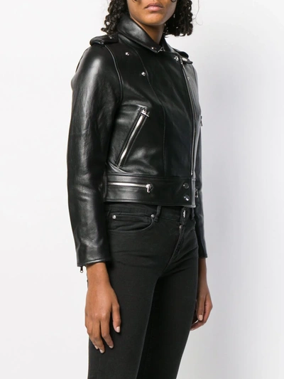 Shop Sandro Cropped Biker Jacket In Black