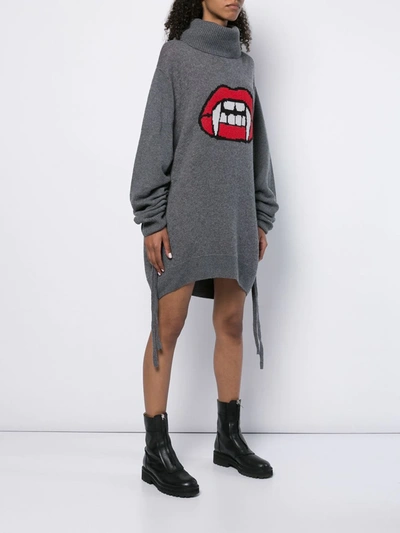 Shop Haculla Fanged Up Turtleneck Knit Dress In Grey