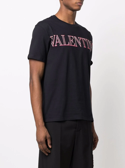 Shop Valentino Logo-print Cotton T-shirt In Black