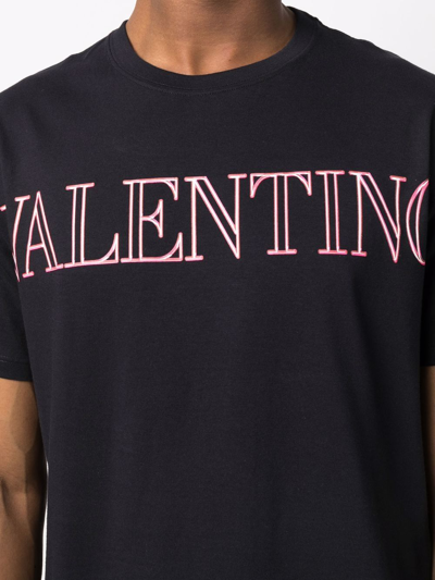 Shop Valentino Logo-print Cotton T-shirt In Black