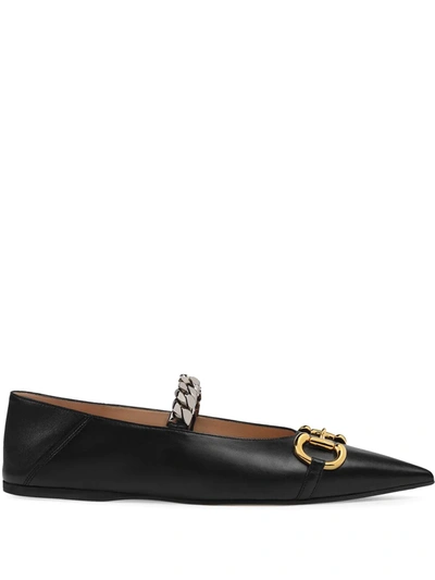 Shop Gucci Horsebit Ballerina Shoes In Black