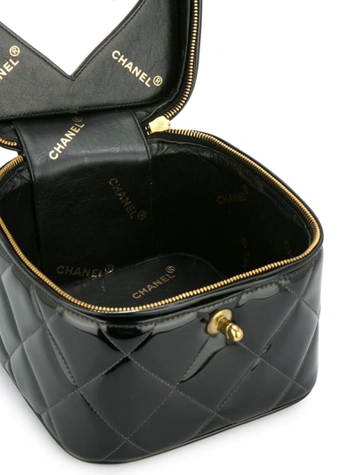 Pre-owned Chanel 1986-1988  Quilted Cc Cosmetic Vanity Hand Bag In Black