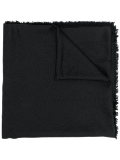 Shop Saint Laurent Large Monogram Square Scarf In Black