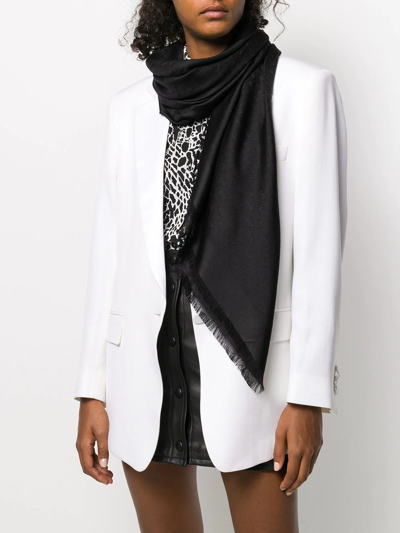 SAINT LAURENT LOGO JACQUARD SCARF - 黑色