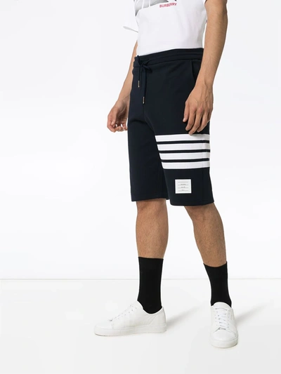 Shop Thom Browne Engineered 4-bar Jersey Track Shorts In Blue