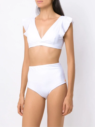 Brigitte Plain Bikini Set In White