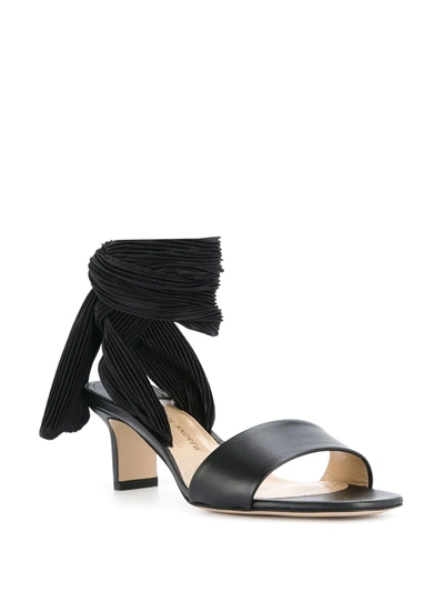 Shop Paul Andrew Pleated Lace Up Strap Sandals In Black