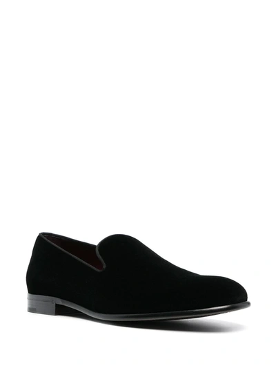 Shop Dolce & Gabbana Piped Velvet Loafers In Black