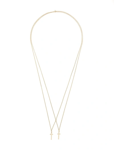 Shop Dsquared2 Double Cross Pendant Necklace In Metallic