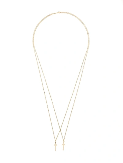 Dsquared2 Double Cross Pendant Necklace In Metallic