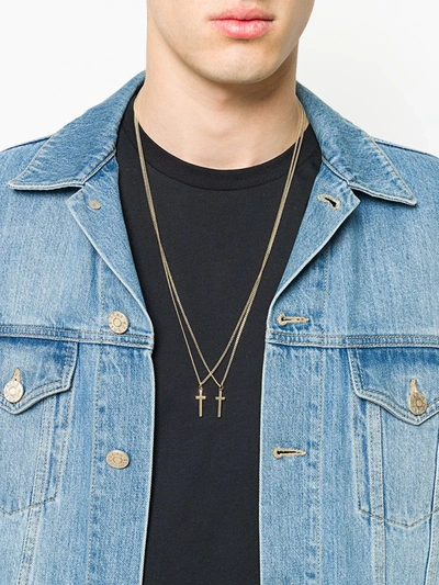 Shop Dsquared2 Double Cross Pendant Necklace In Metallic