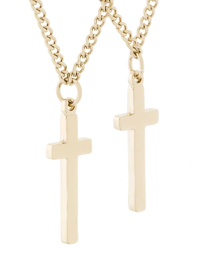 Shop Dsquared2 Double Cross Pendant Necklace In Metallic