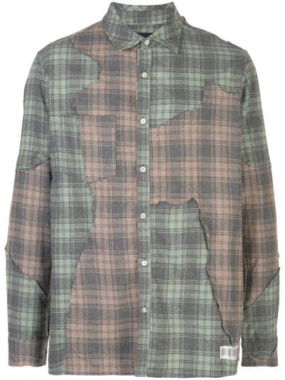 Shop Mostly Heard Rarely Seen Cut Me Up Plaid Shirt In Green