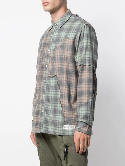Shop Mostly Heard Rarely Seen Cut Me Up Plaid Shirt In Green