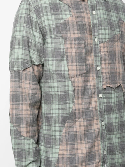 Shop Mostly Heard Rarely Seen Cut Me Up Plaid Shirt In Green