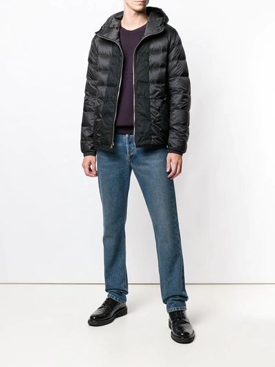 Ten C Black Hooded Reversible Down Jacket In Black