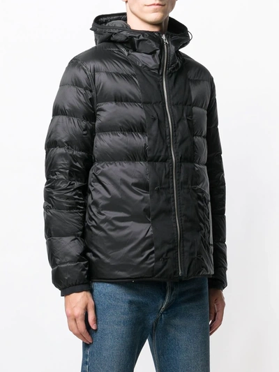 Ten C Black Hooded Reversible Down Jacket In Black