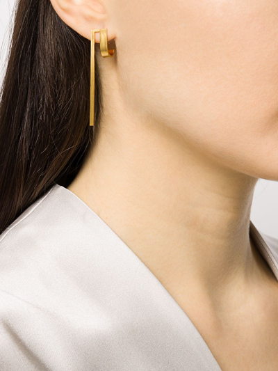 Shop Hsu Jewellery Geometric Curved Earrings In Gold