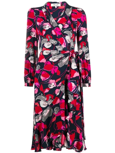 Shop Diane Von Furstenberg Floral Print Wrap Dress In Pink