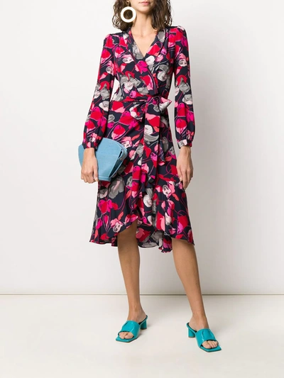 Shop Diane Von Furstenberg Floral Print Wrap Dress In Pink