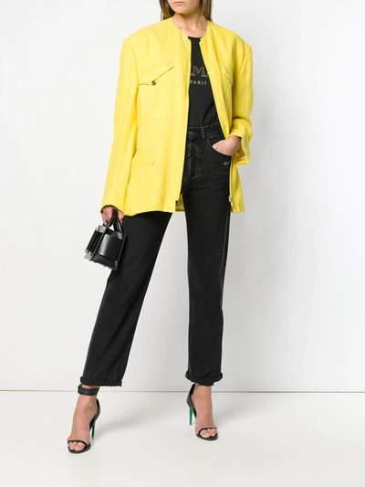 Pre-owned Versace 1980's Zip-front Jacket In Yellow