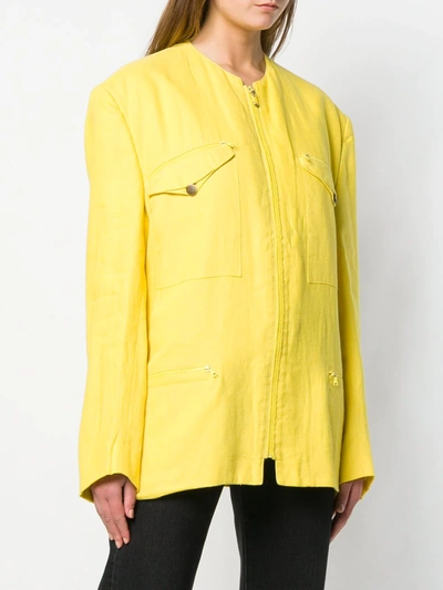 Pre-owned Versace 1980's Zip-front Jacket In Yellow
