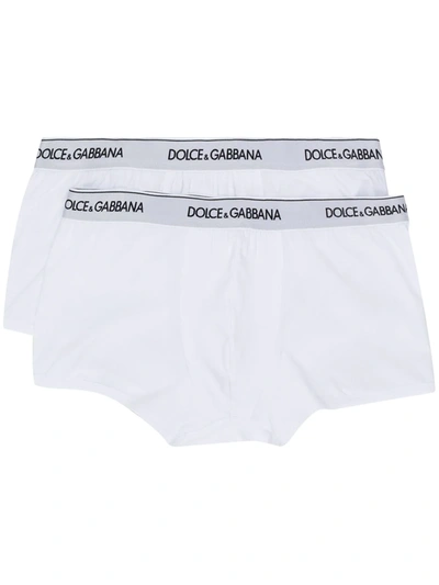 Shop Dolce & Gabbana Logo-waistband Boxer Briefs (pack Of Two) In White