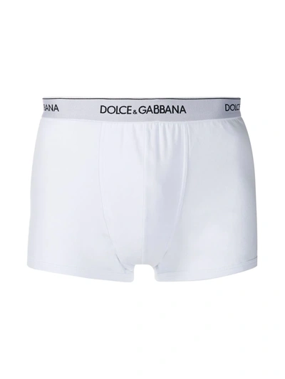 Shop Dolce & Gabbana Logo-waistband Boxer Briefs (pack Of Two) In White