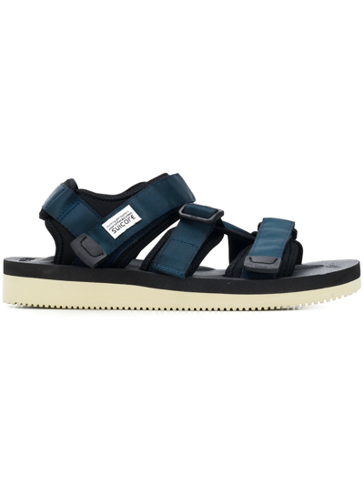 Shop Suicoke Touch-strap Fastening Sandals In Blue