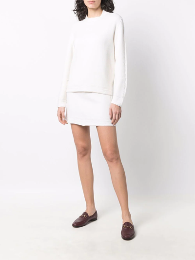 Shop Barrie Cashmere-blend Mid-rise Skirt In White