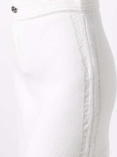 Shop Barrie Cashmere-blend Mid-rise Skirt In White