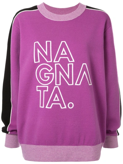 Shop Nagnata Embroidered Logo Jumper In Purple