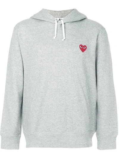 Shop Comme Des Garçons Play Heart Logo Hoodie In Grey