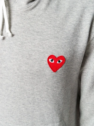Shop Comme Des Garçons Play Heart Logo Hoodie In Grey