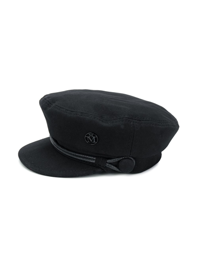 Maison Michel Abby Embellished Wool-felt Cap In Black