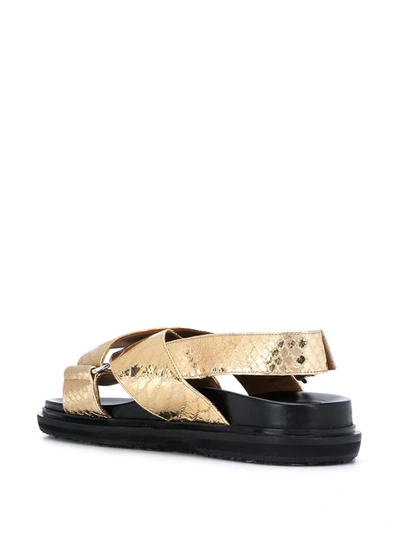 Shop Marni Fussbet Metallic-effect Sandals In Gold