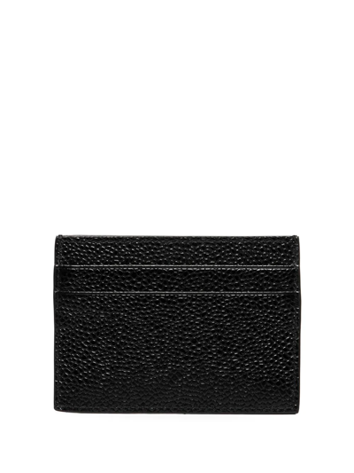 Shop Thom Browne Grosgrain-tab Leather Cardholder In 001 Black