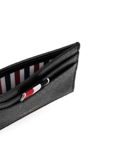 Thom Browne Grosgrain-tab Leather Cardholder In 001 Black