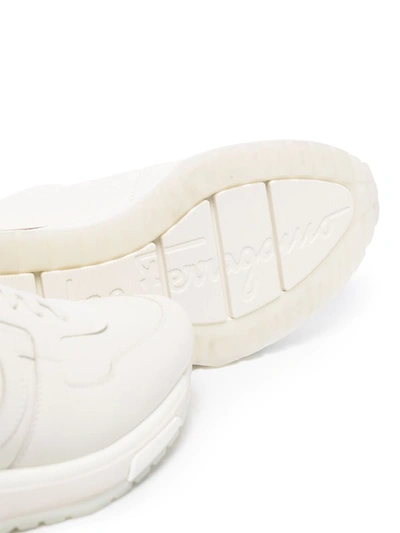 Ferragamo Brooklyn Gancio Leather Sneakers In White